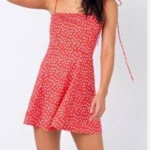 Princess Polly Westwood Valley Red Floral Daisy Tie Dress